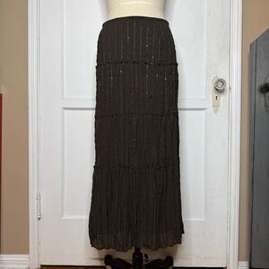 Notations brown maxi skirt